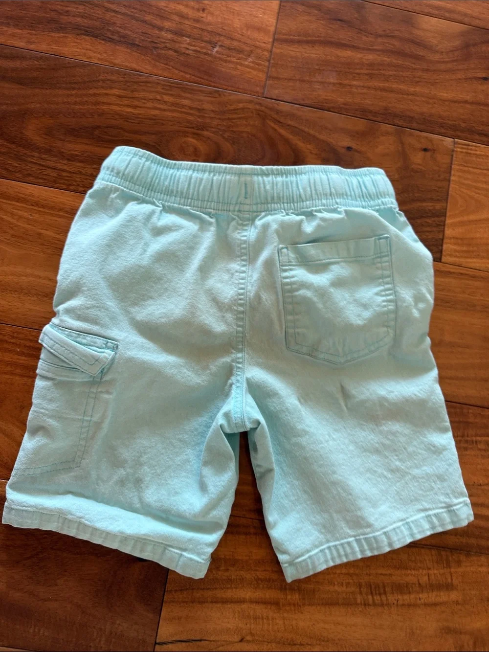 Toddler Soft Elastic-Waist Light Aqua Cargo Shorts